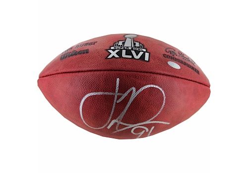 Justin Tuck Signed Super Bowl XLVI Football (Steiner Sports COA)